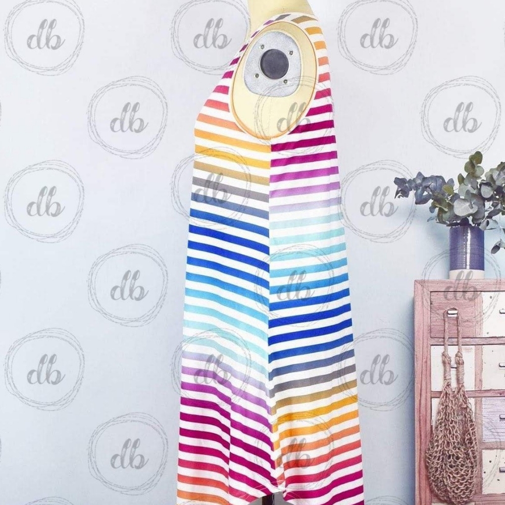 Rainbow Stripe Sleeveless Dress or Tunic. - Picture 6 of 7